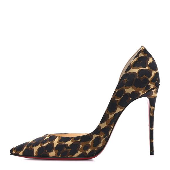 Christian Louboutin Iriza 100 Leopard Silk D'Orsay Heels Pumps Size 41 - Picture 1 of 8